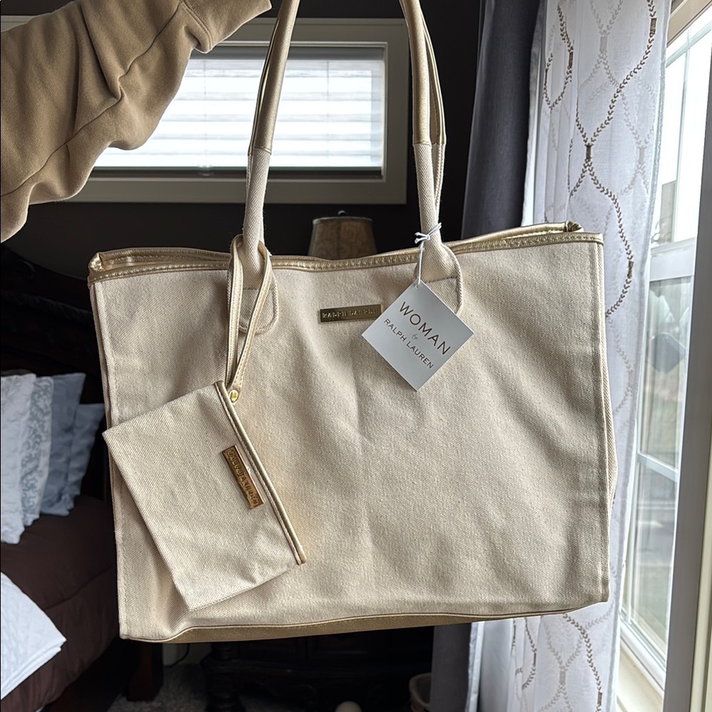 Ralph Lauren Cream Tote Bag with Pouch